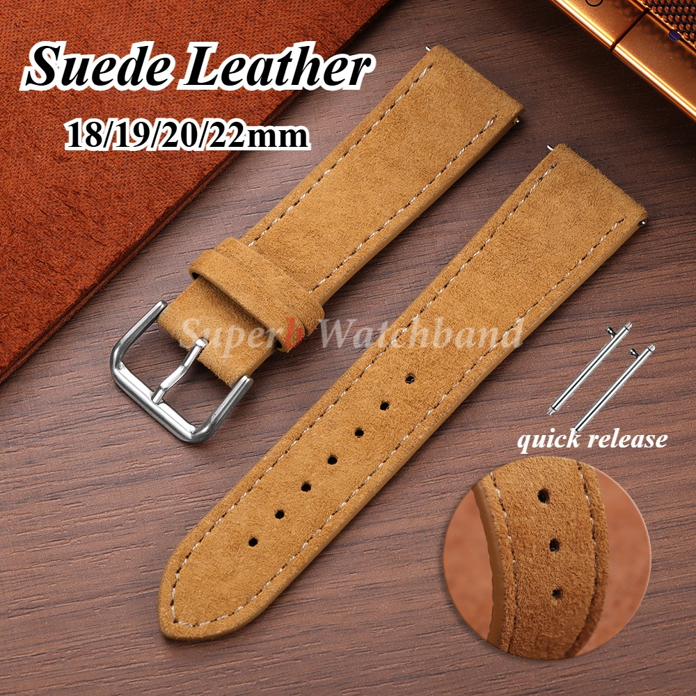 Suede Strap Watch - Vintage Suede Leather Watch Strap 18mm