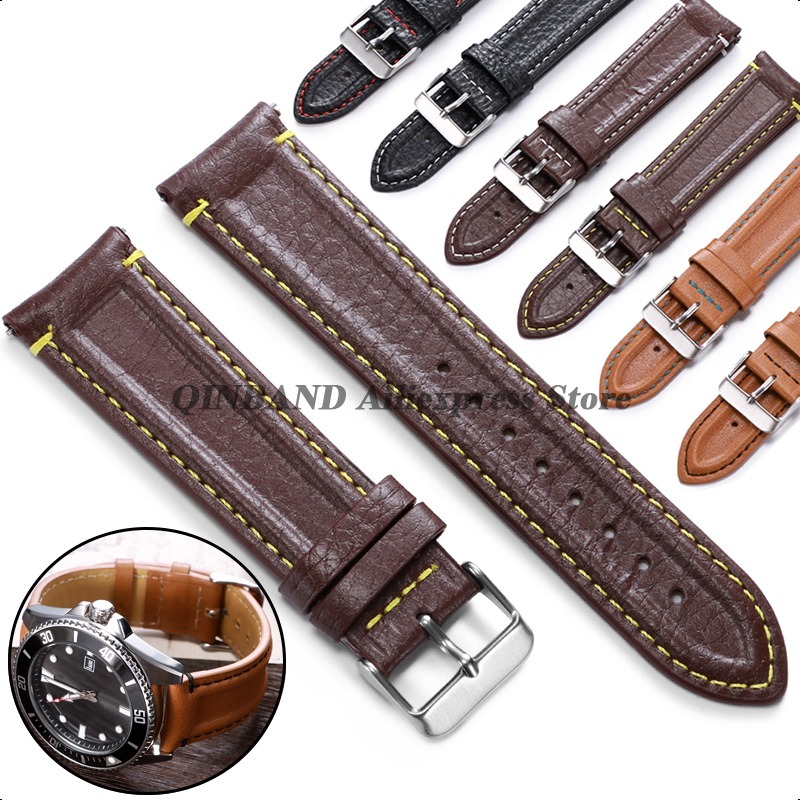 Leather Watch Band Men - 20mm 22mm Calfskin Leather Watch Band
