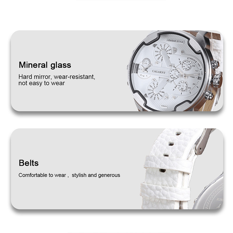 Cagarny Watch 6820 Dual Displa - Leather Watch Band Men 리뷰 및 가격
