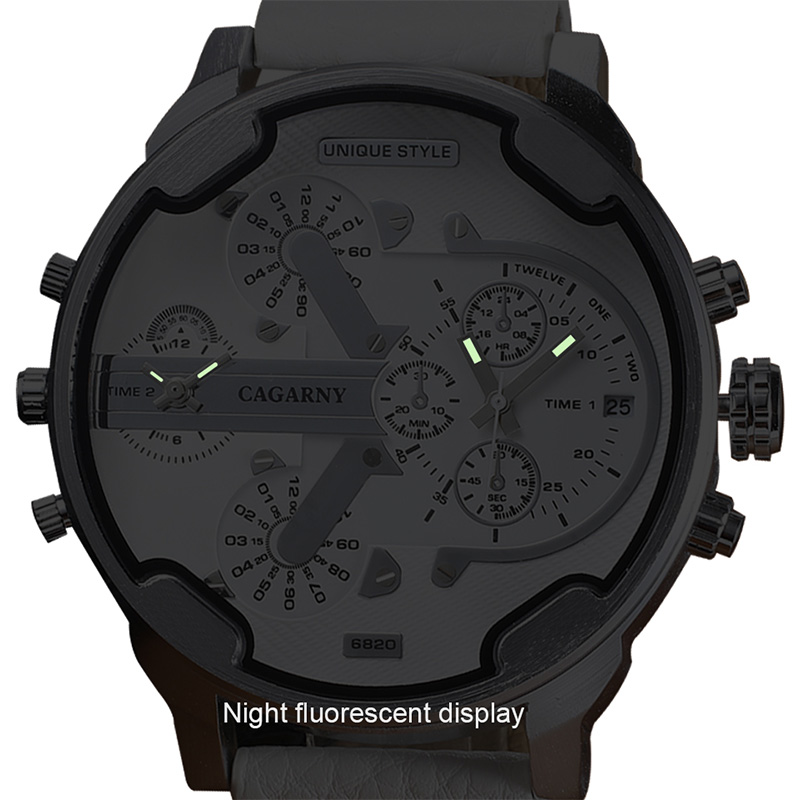 Cagarny Watch 6820 Dual Displa - Leather Watch Band Men 리뷰 및 가격