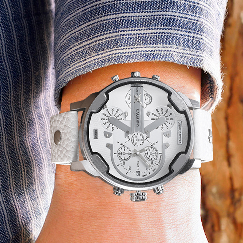 Cagarny Watch 6820 Dual Displa - Leather Watch Band Men 리뷰 및 가격