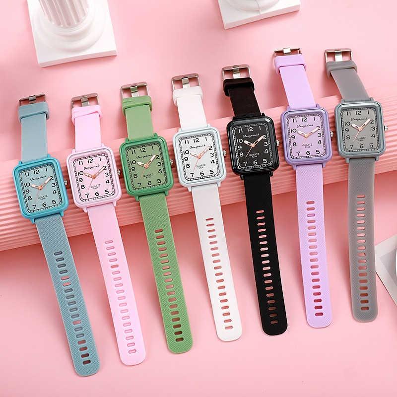 Fashion Rectangle Dial Ladies  - Silicone Band Women 리뷰 및 가격
