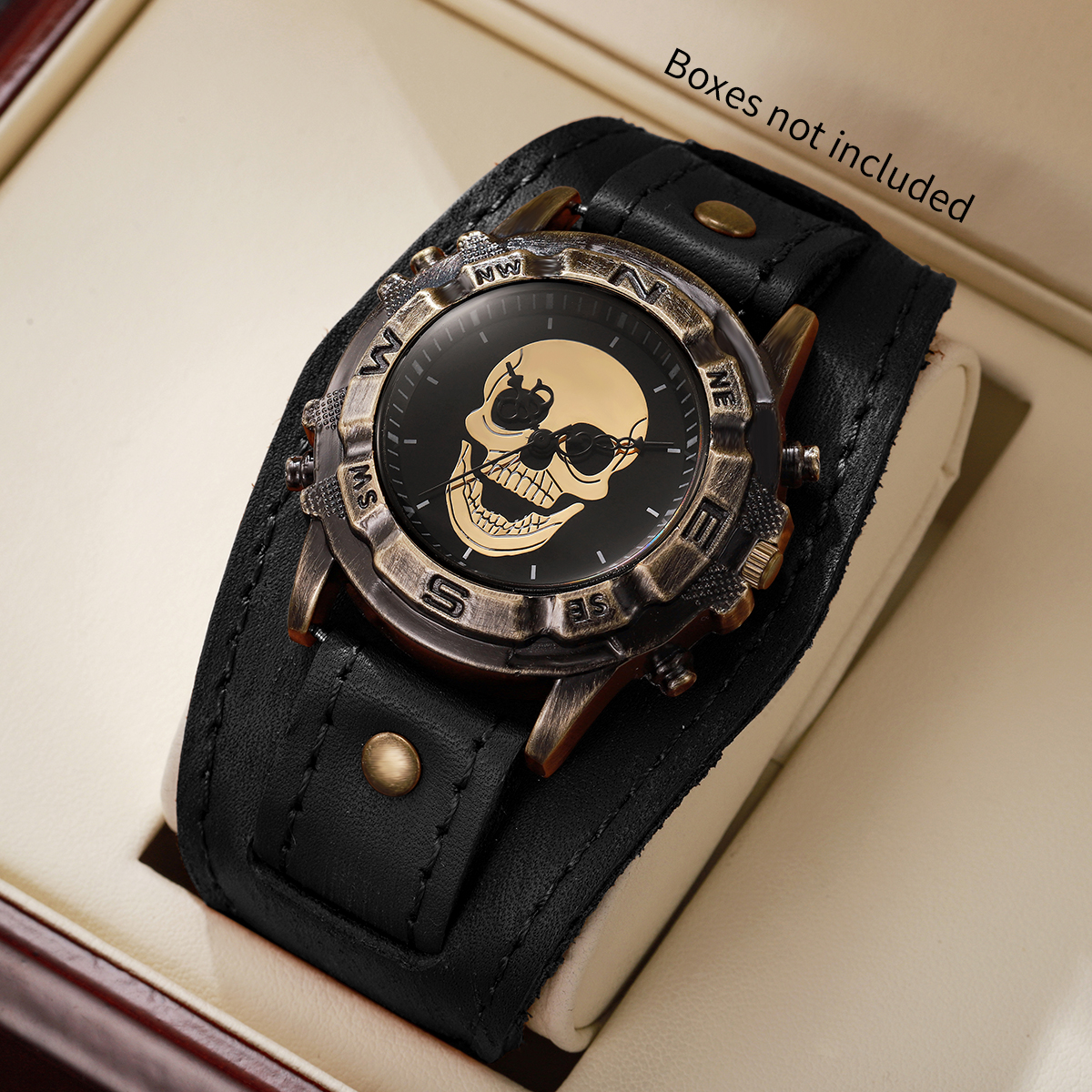 Vintage Skull Men Watch Wide D - Leather Watch Band Men 리뷰 및 가격