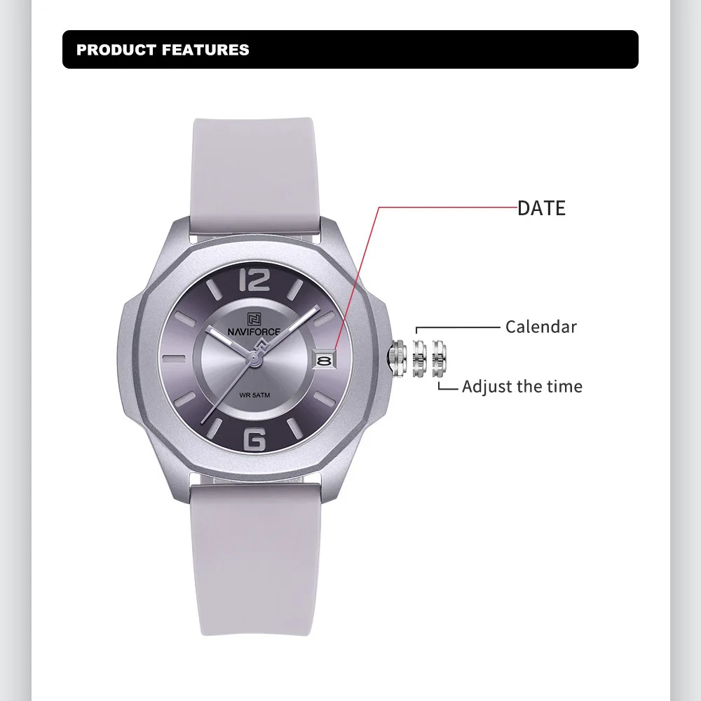 NAVIFORCE 7107 Watch for Women - Silicone Band Women 리뷰 및 가격