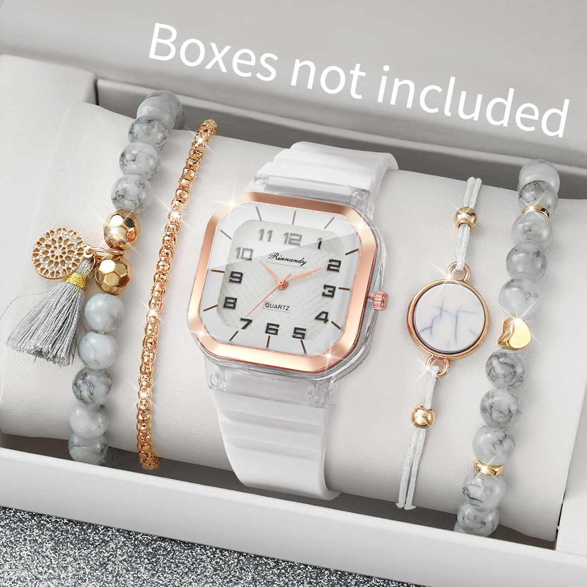 5PCS Fashion Square Arabic Dia - Silicone Band Women 리뷰 및 가격